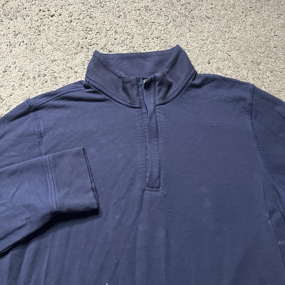 Travis Mathew 1/4 Zip Cloud Fleece Sweatshirt Mens Size Medium Navy Blue Sweater